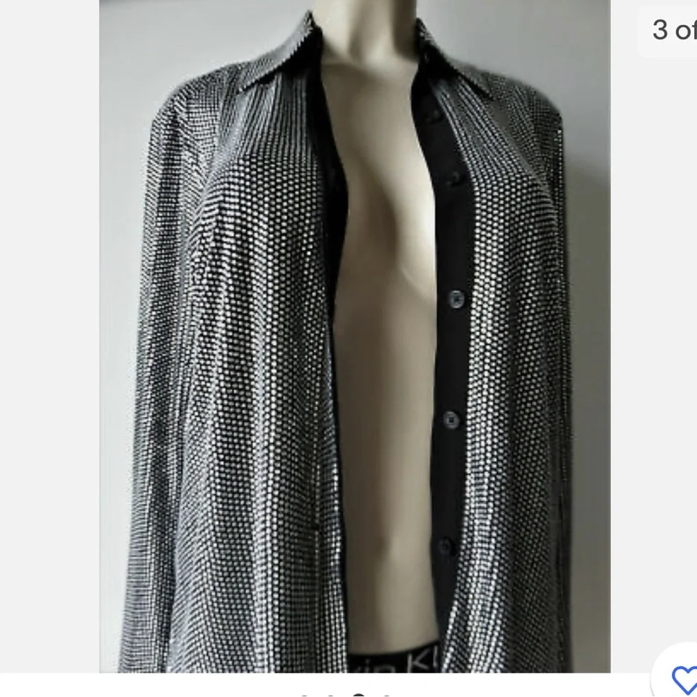 MICHAEL KORS Black EMBELLISHED BUTTON-DOWN SHIRT ✨brand new✨ - Picture 3 of 8